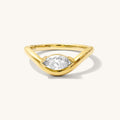 Curved Marquise Diamond Pinky Ring - 14k Solid Gold
