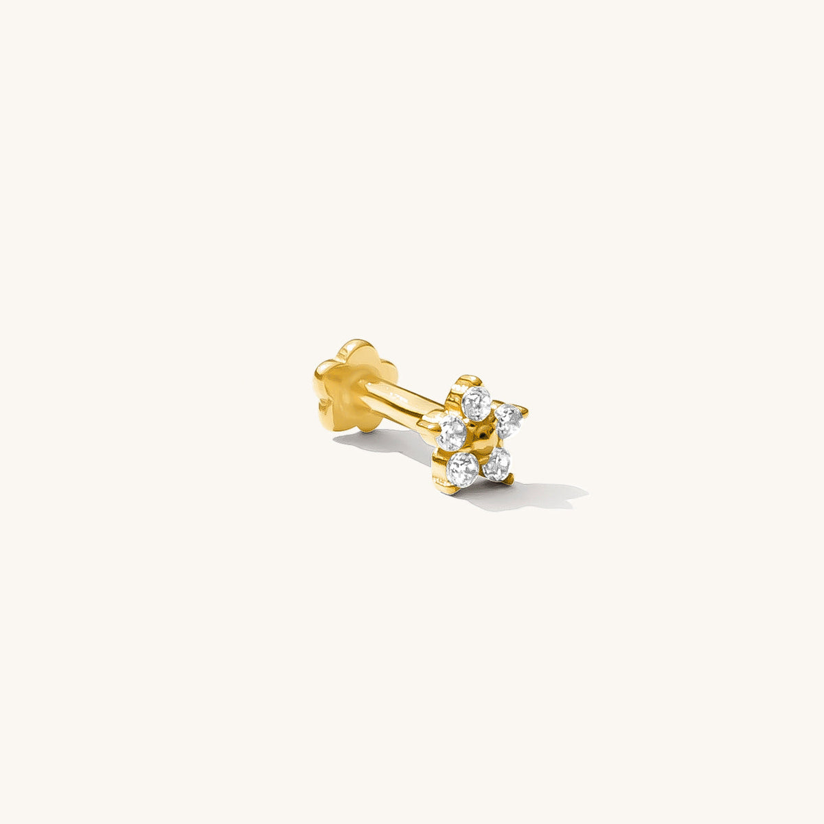 Flower CZ Flat Back Stud Earring