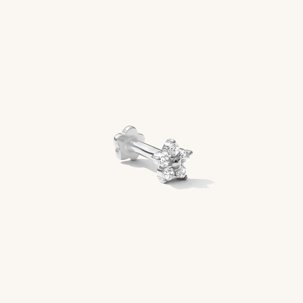 Flower CZ Flat Back Stud Earring