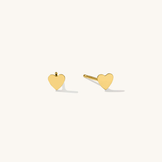 Tiny Heart Stud Earrings - 14k Solid Gold