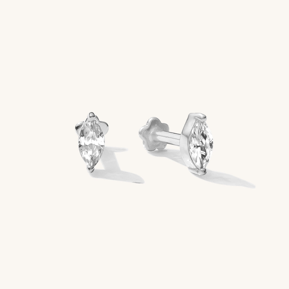 Marquise Flat Back Stud Earring