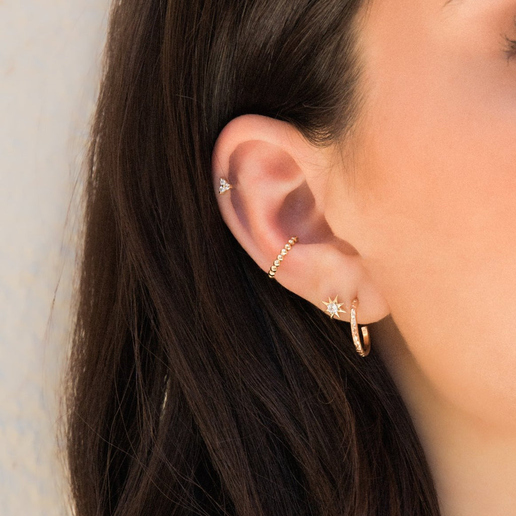 Thin Flower Hoop Earrings
