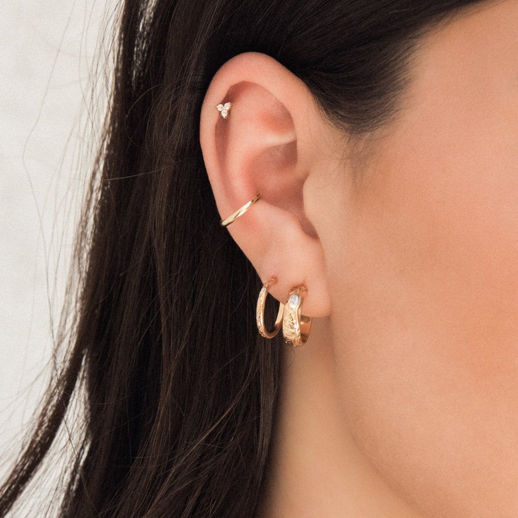 Thin Flower Hoop Earrings
