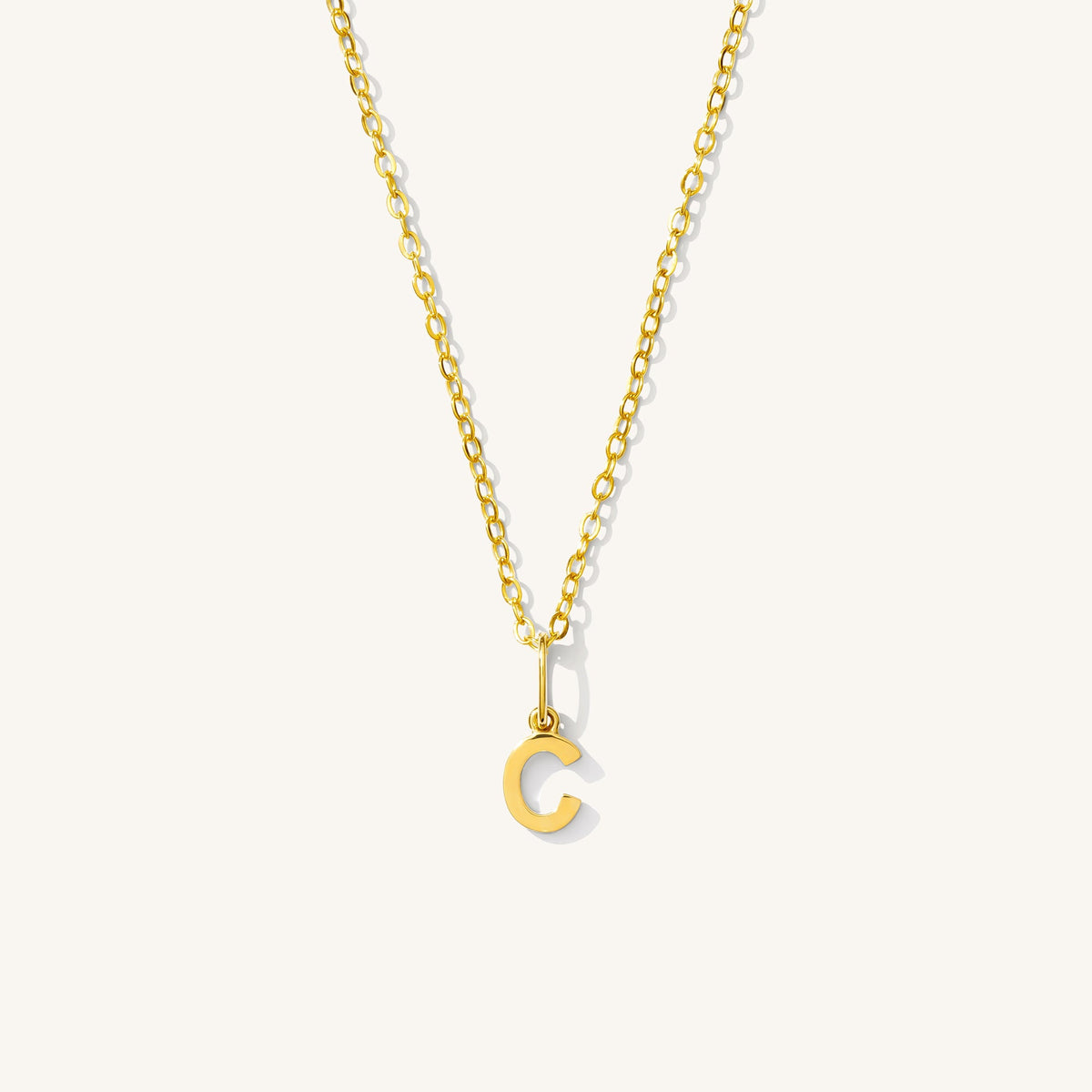 Tiny Hanging Initial Necklace - 14k Solid Gold