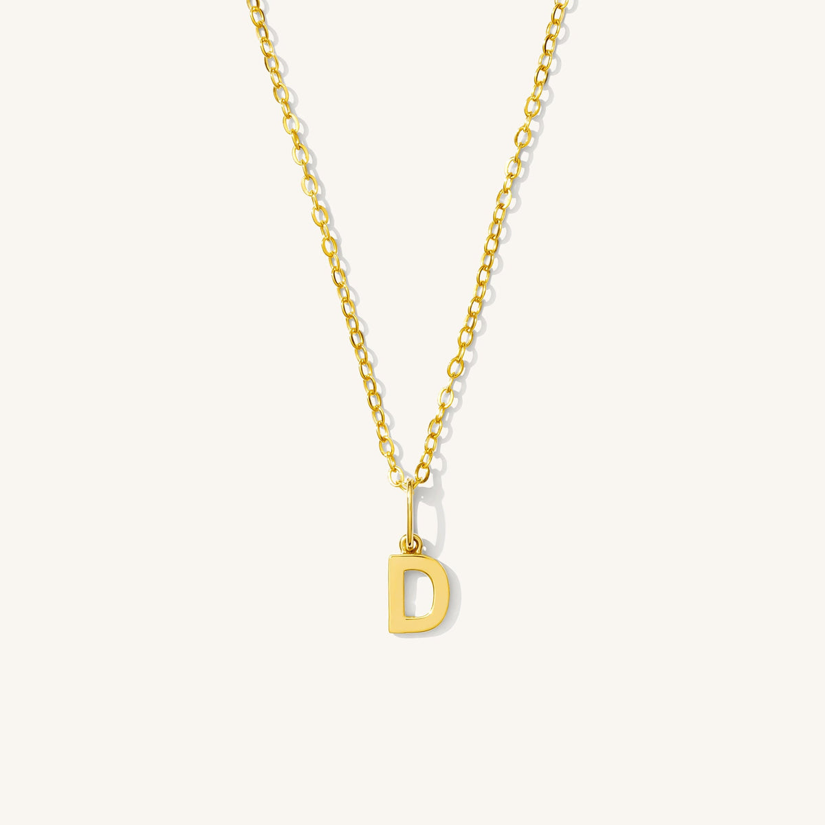 Tiny Hanging Initial Necklace - 14k Solid Gold