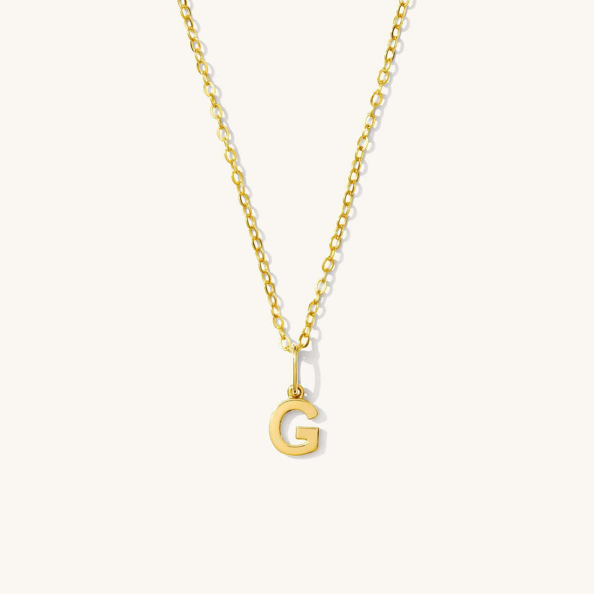 Tiny Hanging Initial Necklace - 14k Solid Gold
