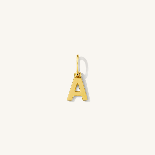 Tiny Hanging Initial Charm - 14k Solid Gold