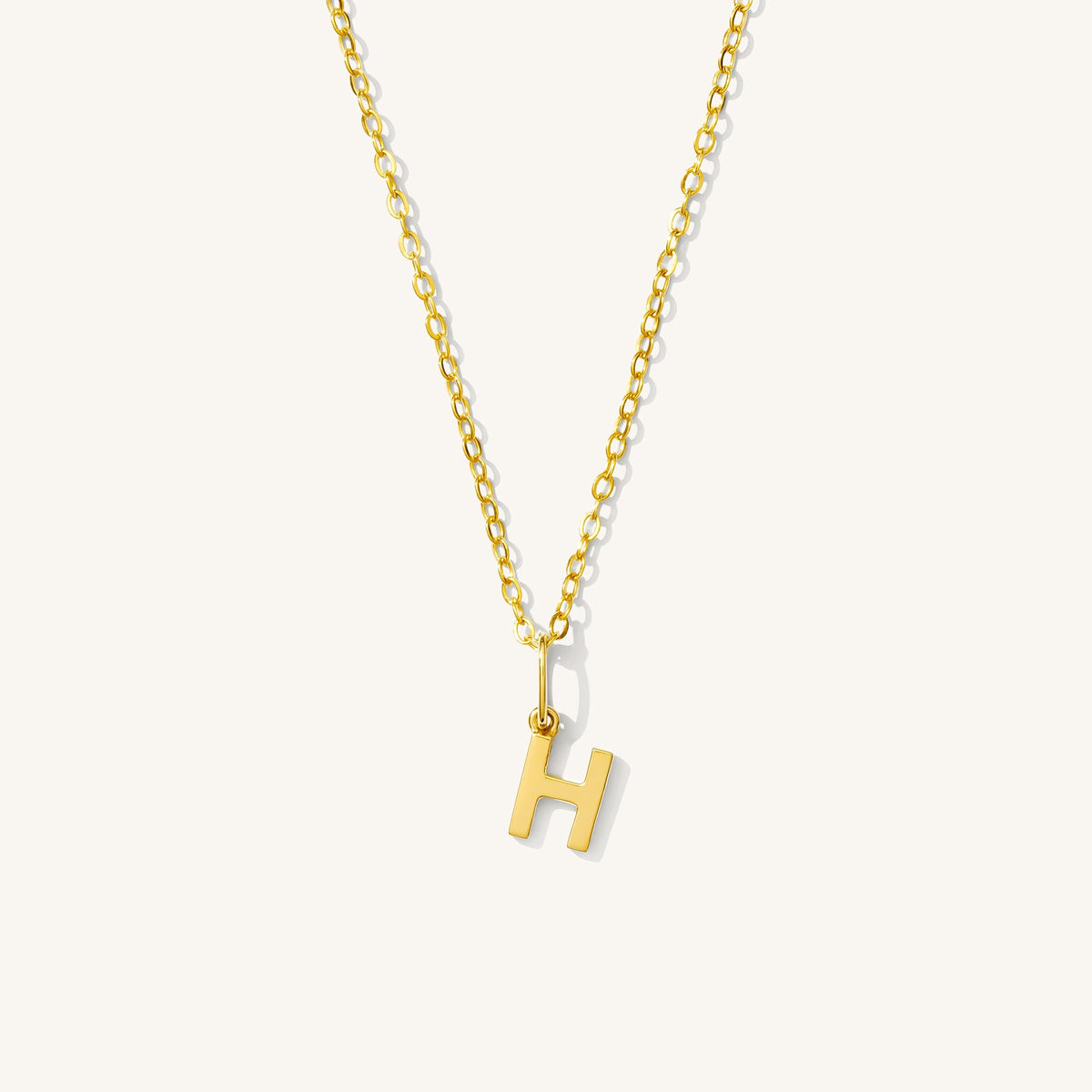 Tiny Hanging Initial Necklace - 14k Solid Gold