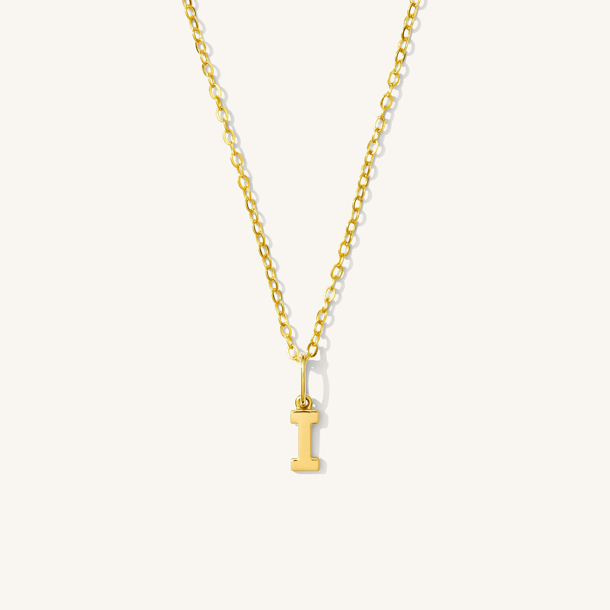 Tiny Hanging Initial Necklace - 14k Solid Gold