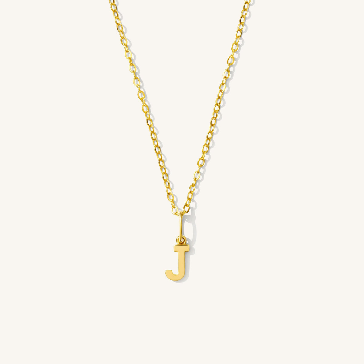Tiny Hanging Initial Necklace - 14k Solid Gold