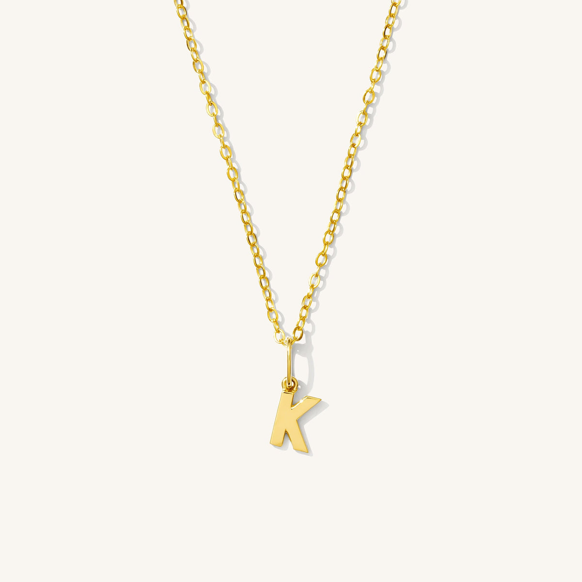 Tiny Hanging Initial Necklace - 14k Solid Gold