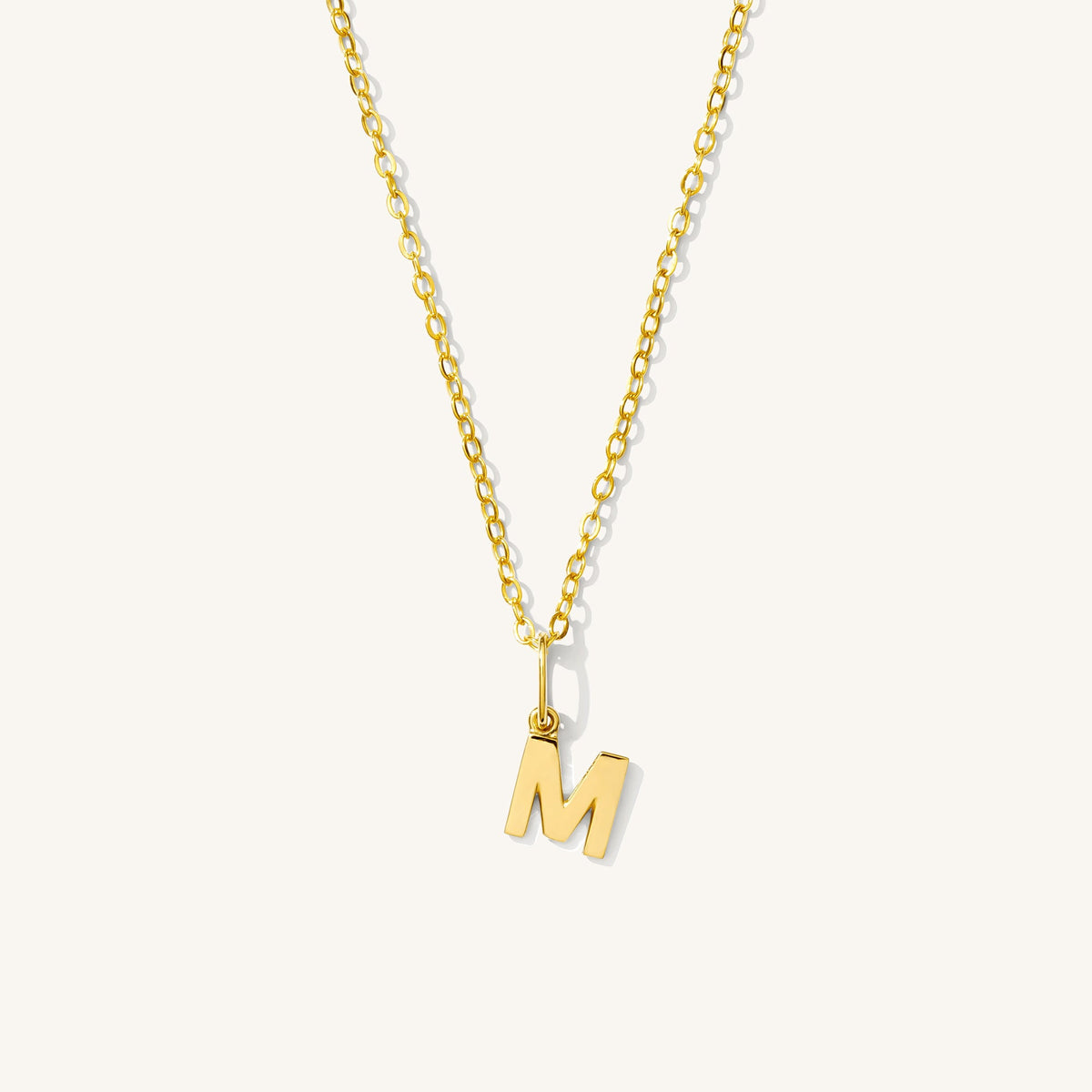 Tiny Hanging Initial Necklace - 14k Solid Gold