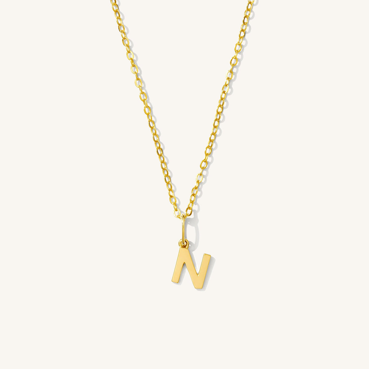 Tiny Hanging Initial Necklace - 14k Solid Gold
