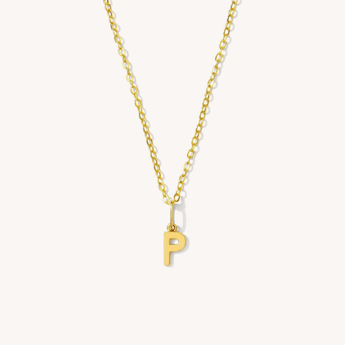 Tiny Hanging Initial Necklace - 14k Solid Gold