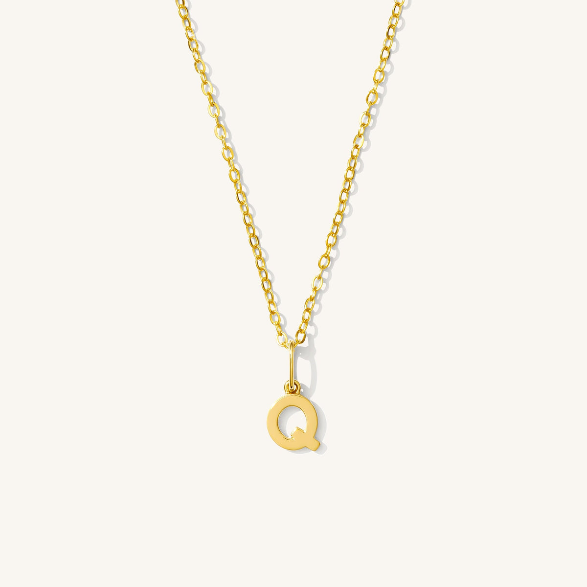 Tiny Hanging Initial Necklace - 14k Solid Gold