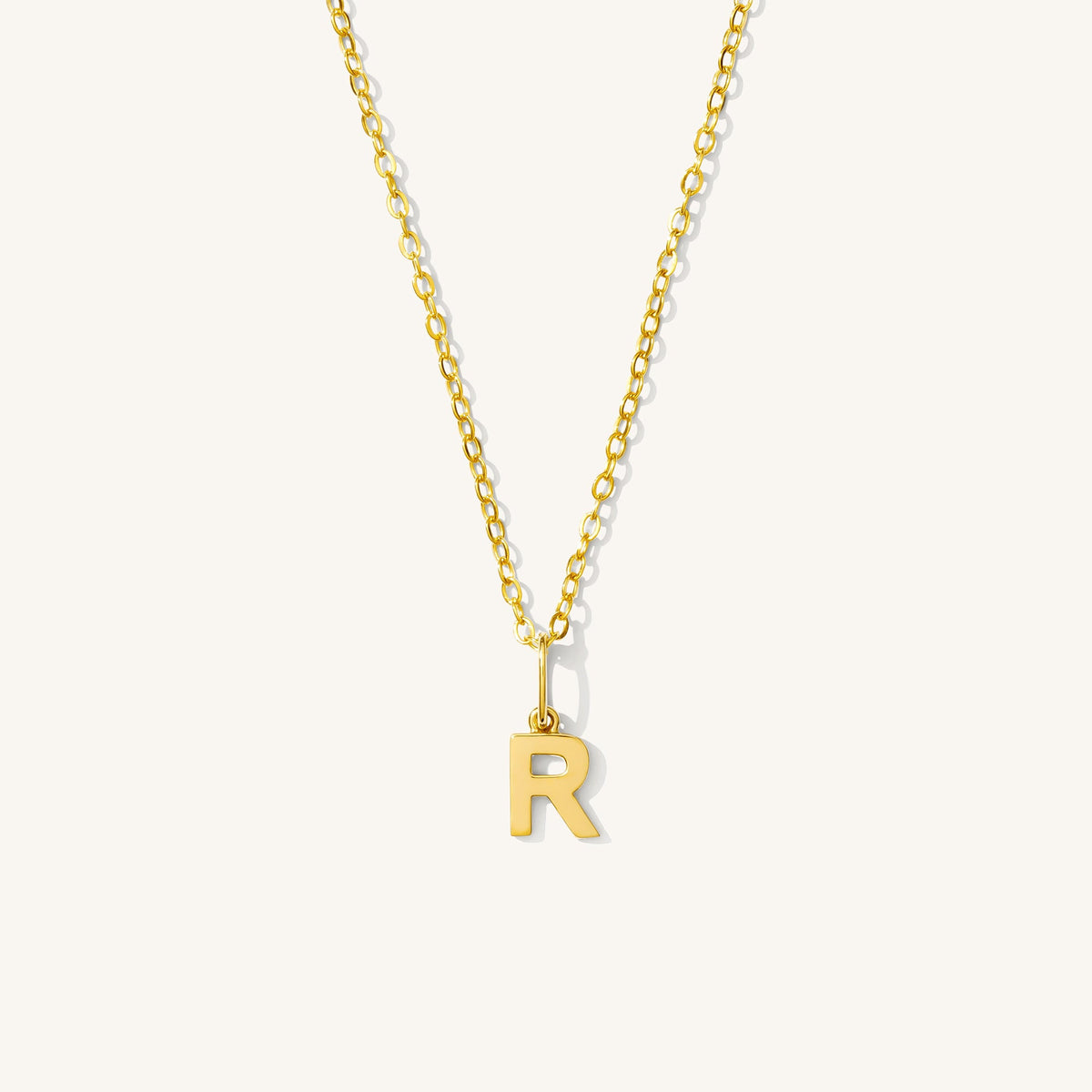 Tiny Hanging Initial Necklace - 14k Solid Gold
