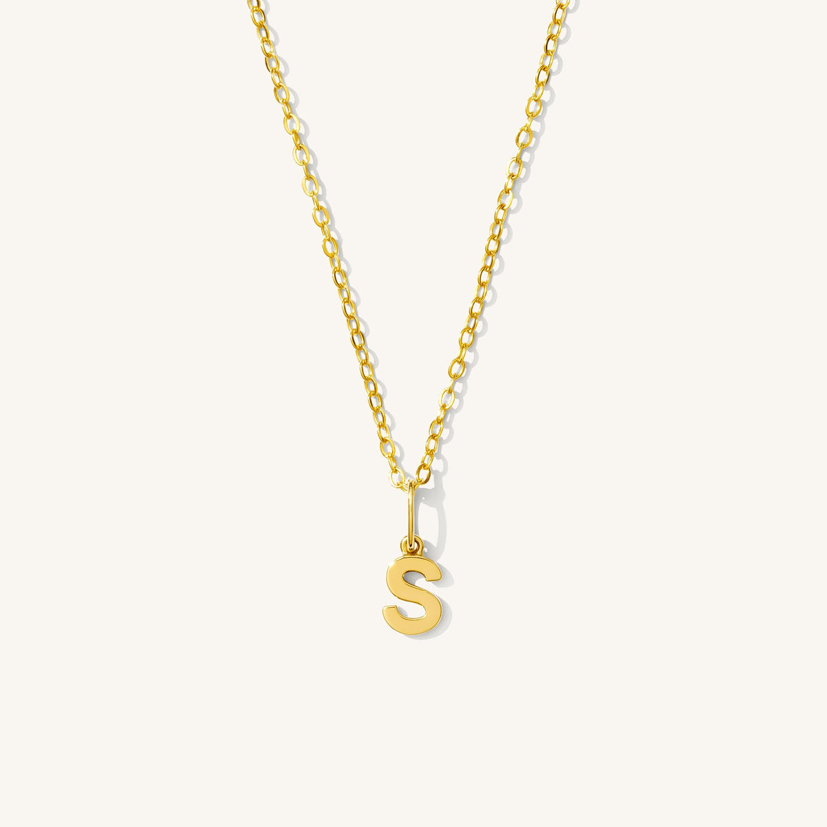 Tiny Hanging Initial Necklace - 14k Solid Gold