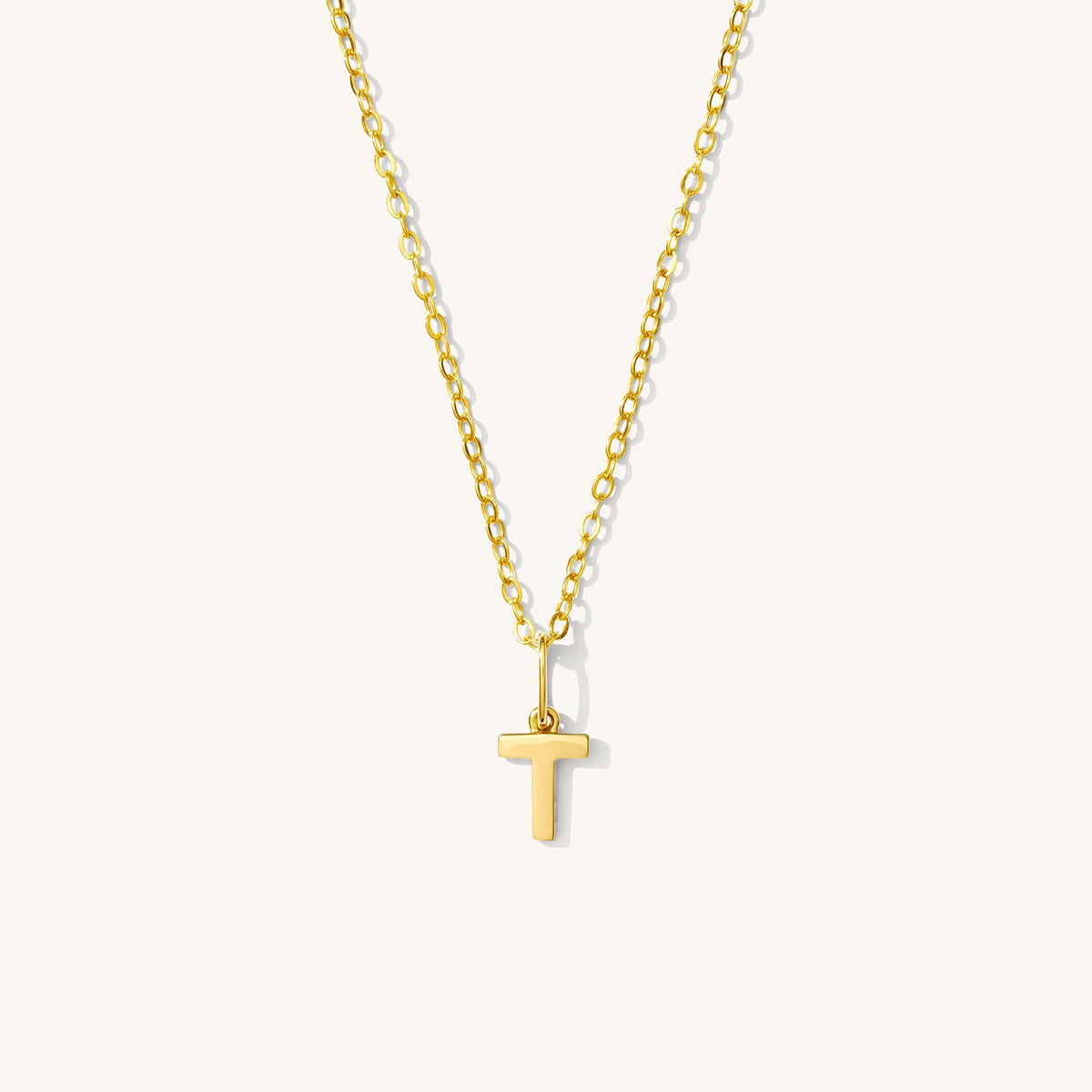 Tiny Hanging Initial Necklace - 14k Solid Gold