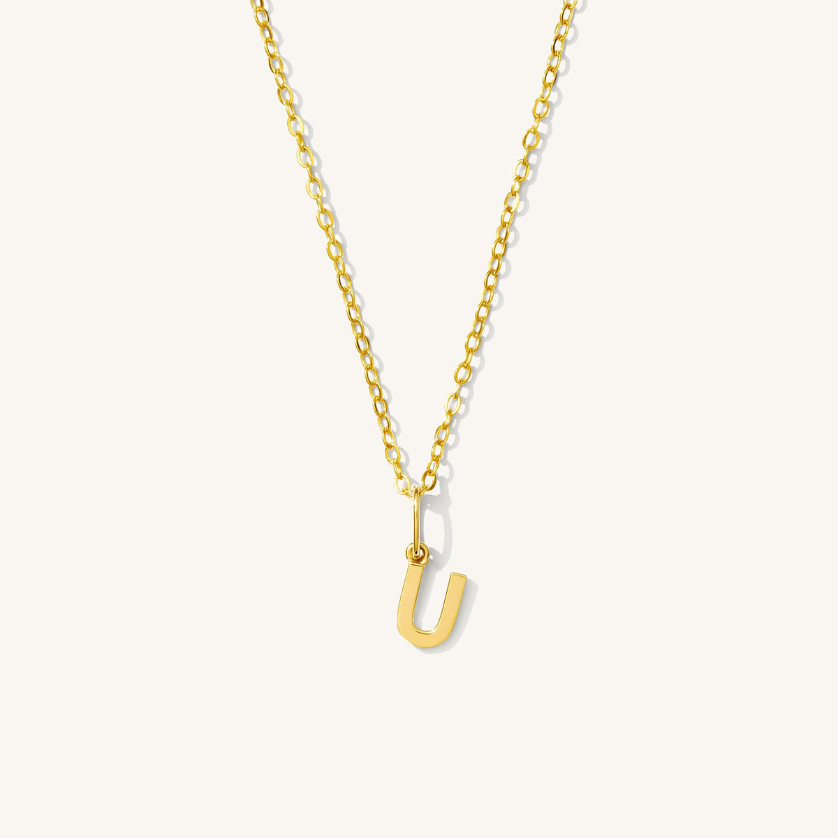 Tiny Hanging Initial Necklace - 14k Solid Gold