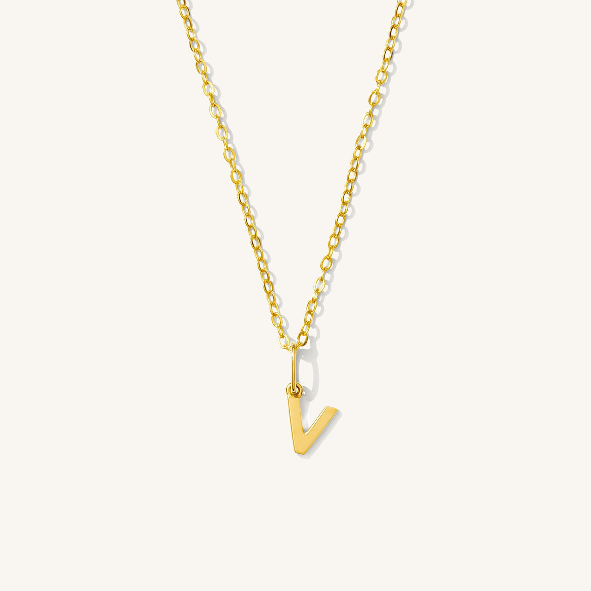 Tiny Hanging Initial Necklace - 14k Solid Gold