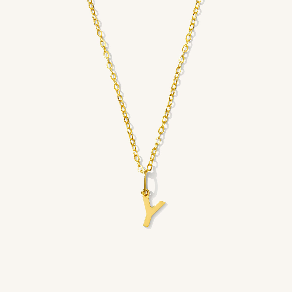 Tiny Hanging Initial Necklace - 14k Solid Gold