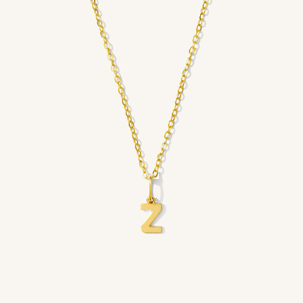 Tiny Hanging Initial Necklace - 14k Solid Gold