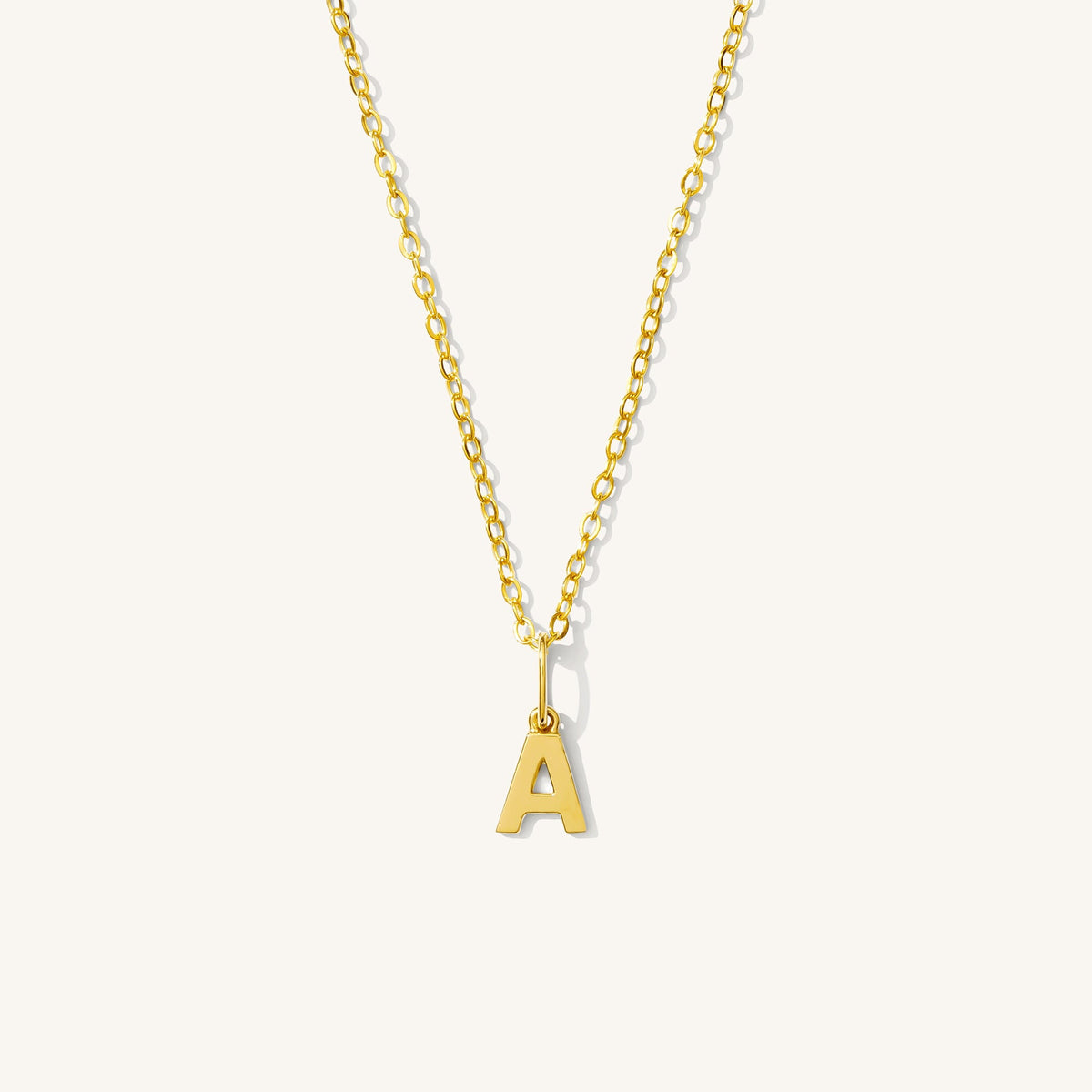 Tiny Hanging Initial Necklace - 14k Solid Gold
