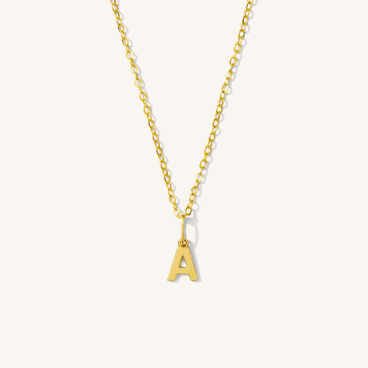 Tiny Hanging Initial Necklace - 14k Solid Gold
