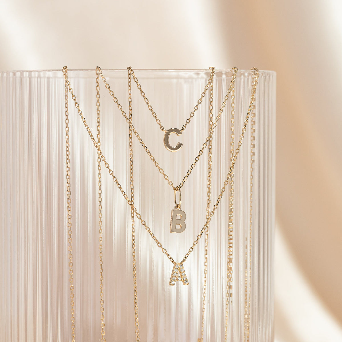 Tiny Initial Necklace - 14k Solid Gold