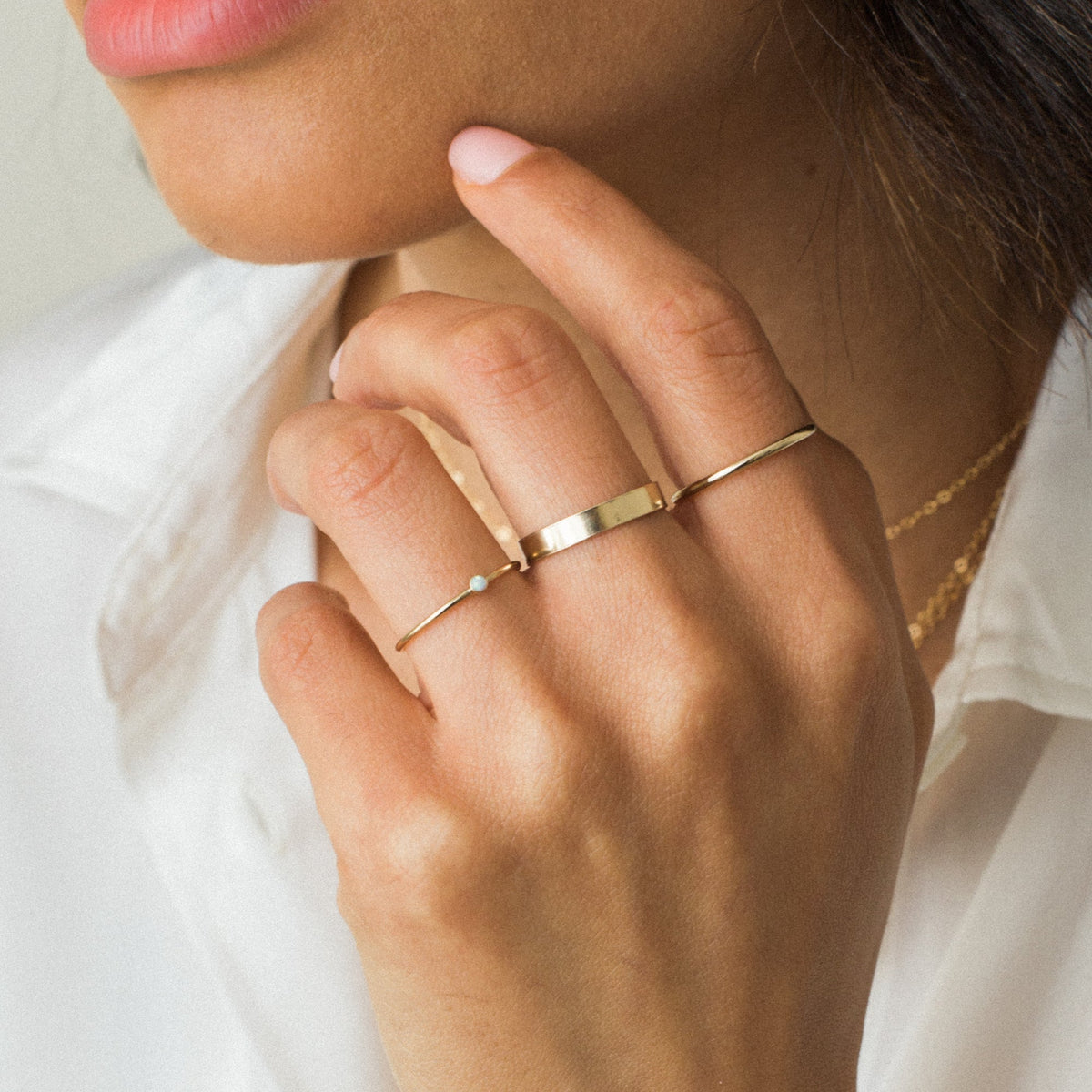 Tiny Opal Ring (October Birthstone)