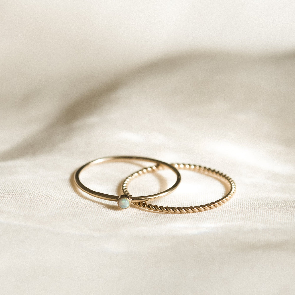 Tiny Opal Ring (October Birthstone)