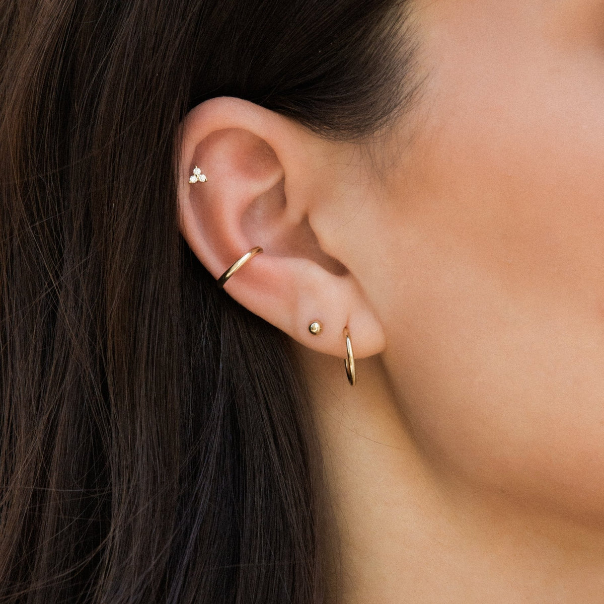 Triple CZ Stud Earrings