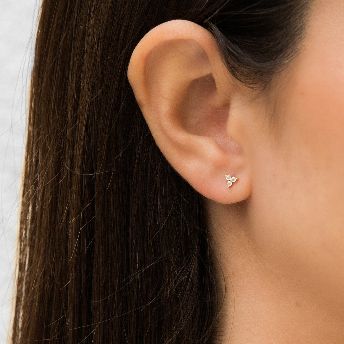 Triple CZ Stud Earrings