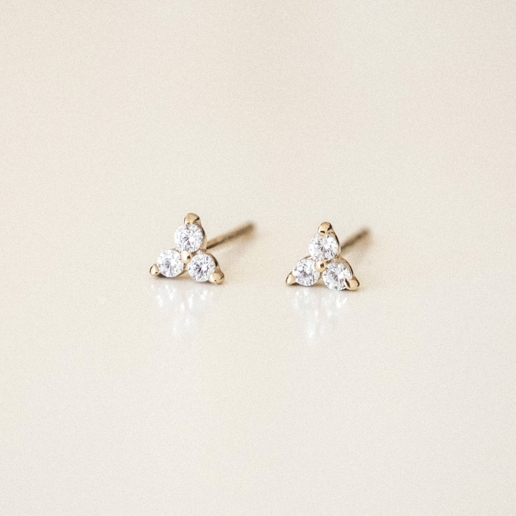 Triple CZ Stud Earrings
