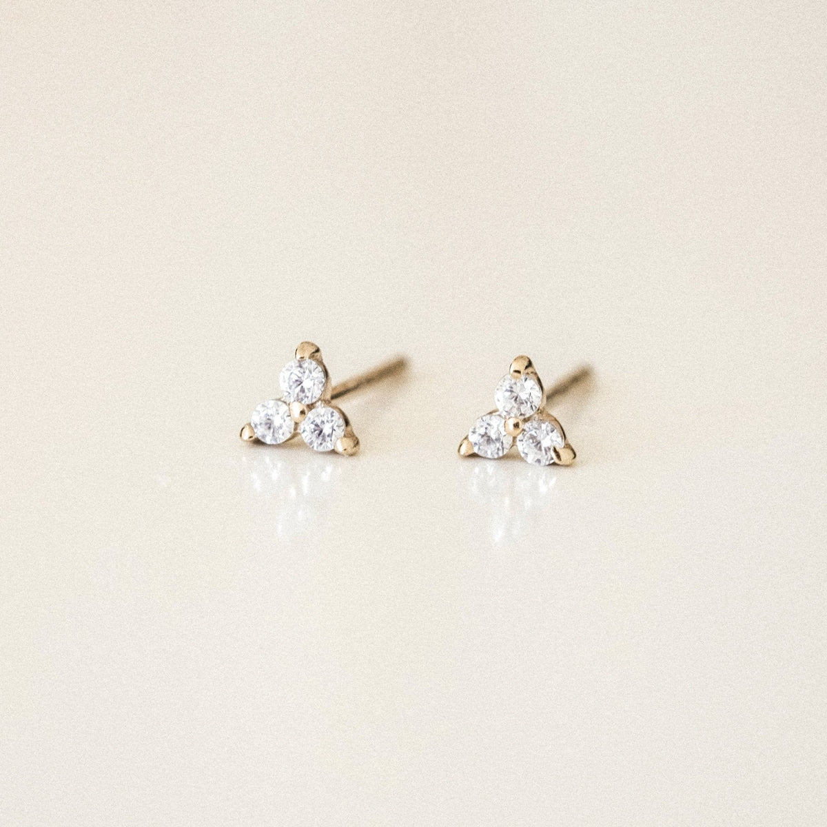 Triple CZ Stud Earrings