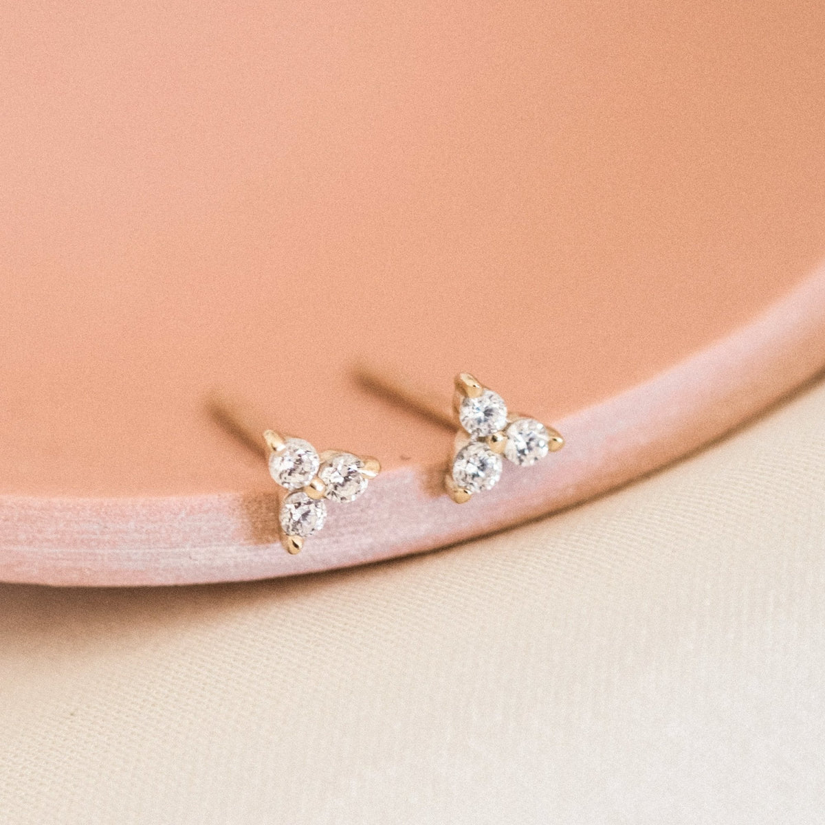 Triple CZ Stud Earrings
