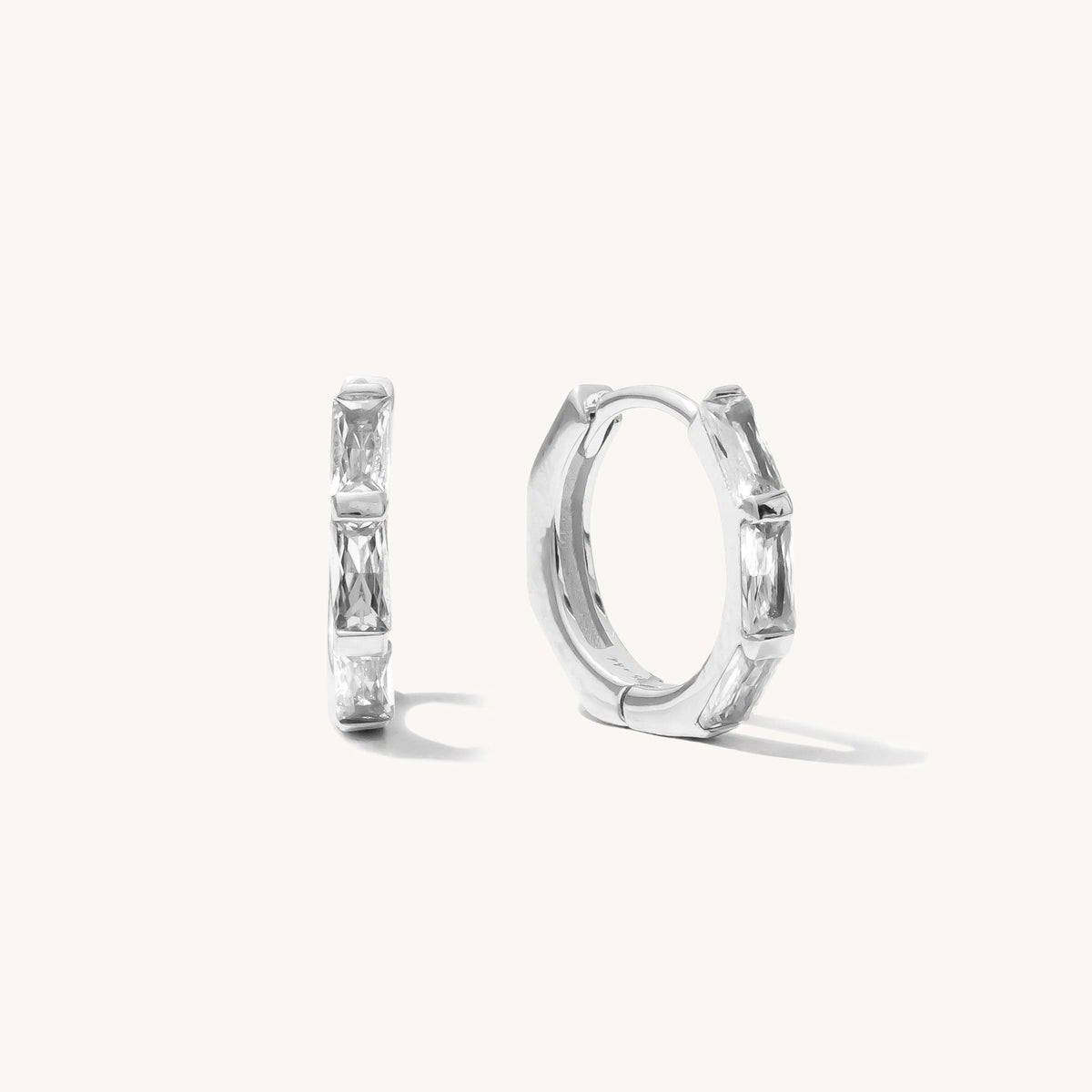 Triple Baguette Huggie Hoop Earrings