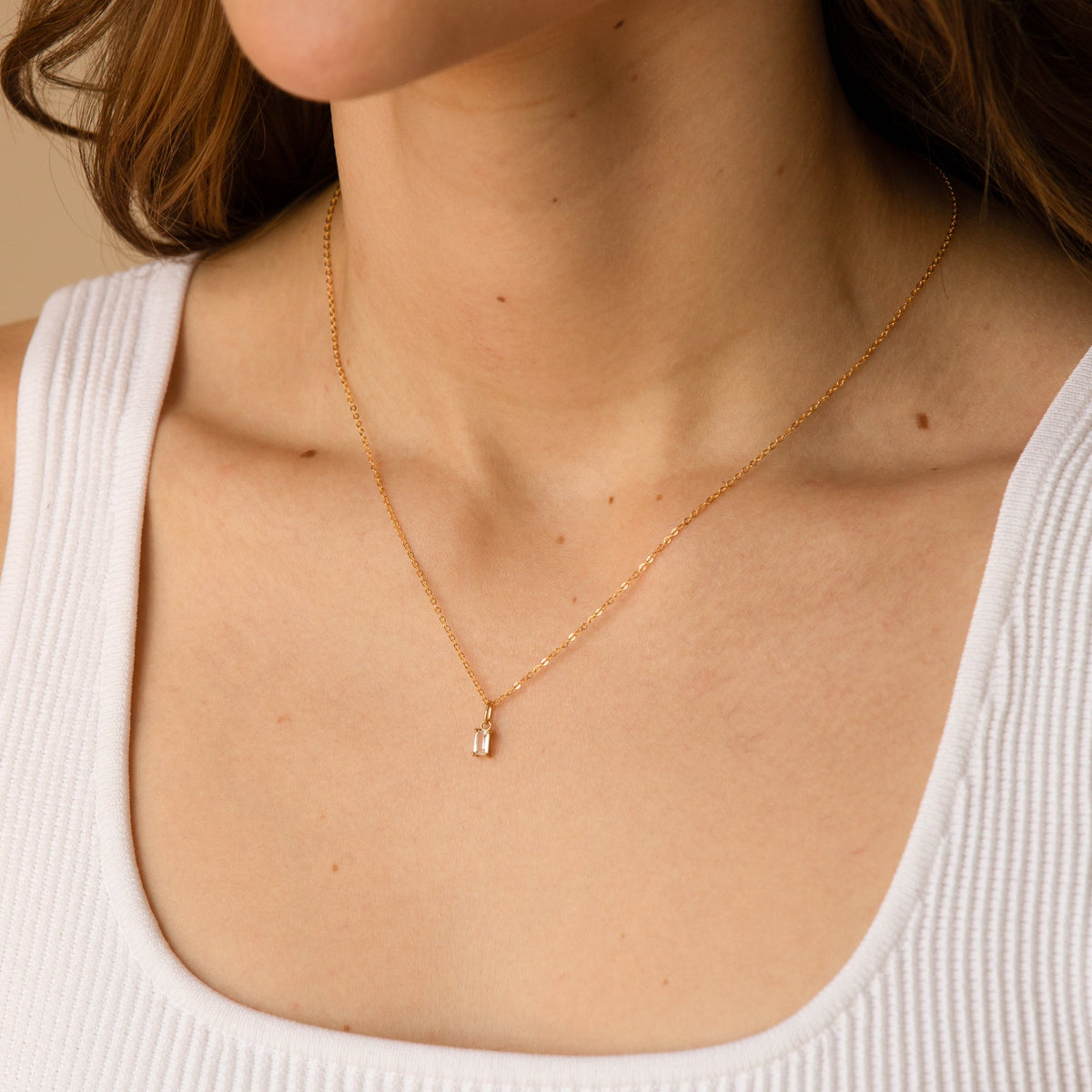 White Topaz Baguette Necklace