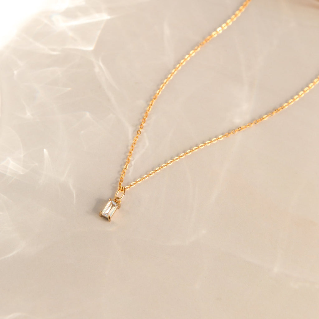 White Topaz Baguette Necklace