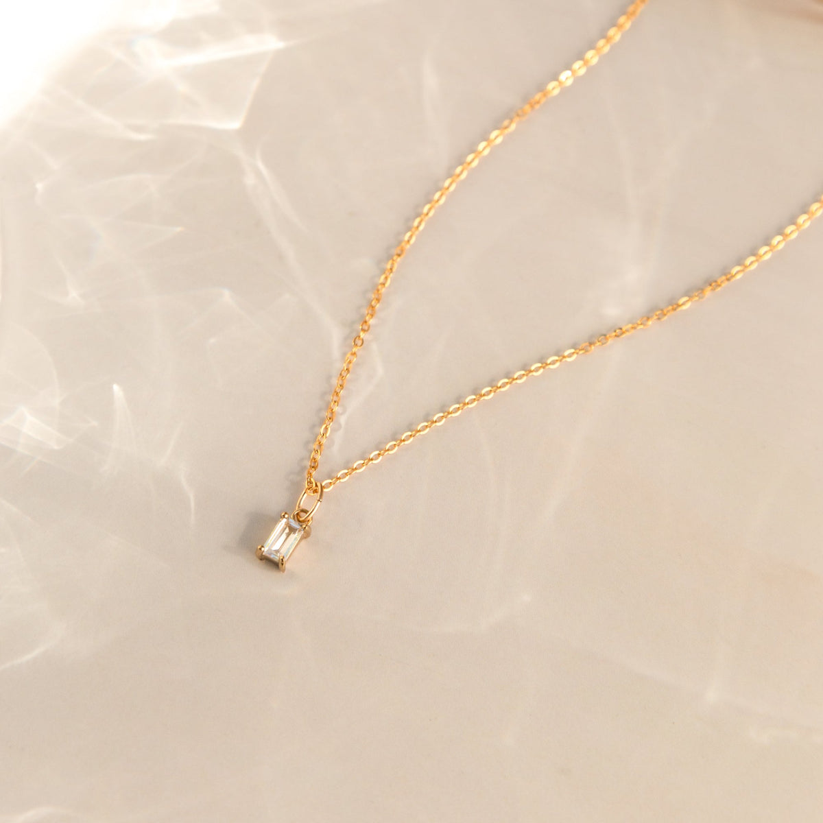 White Topaz Baguette Necklace
