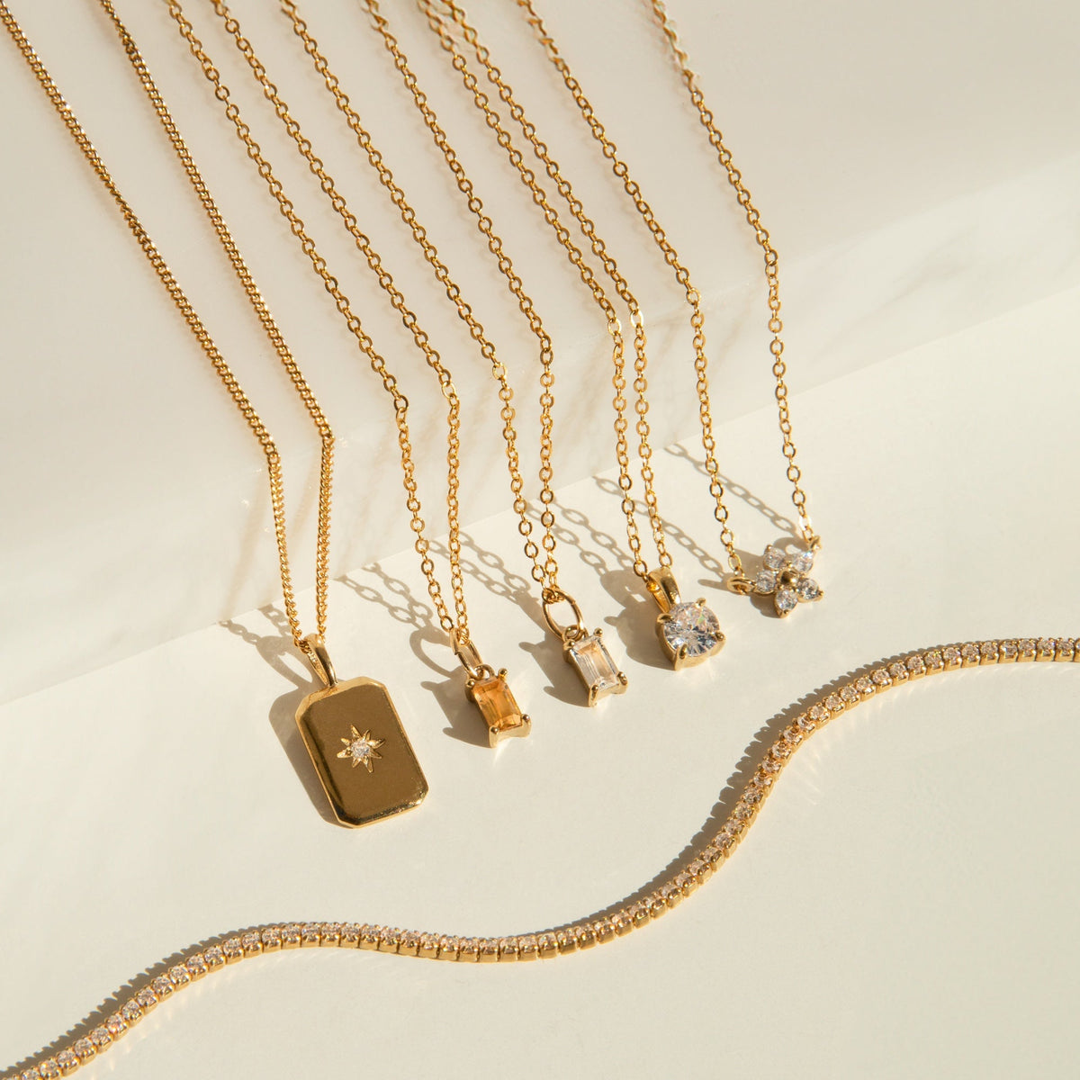 White Topaz Baguette Necklace