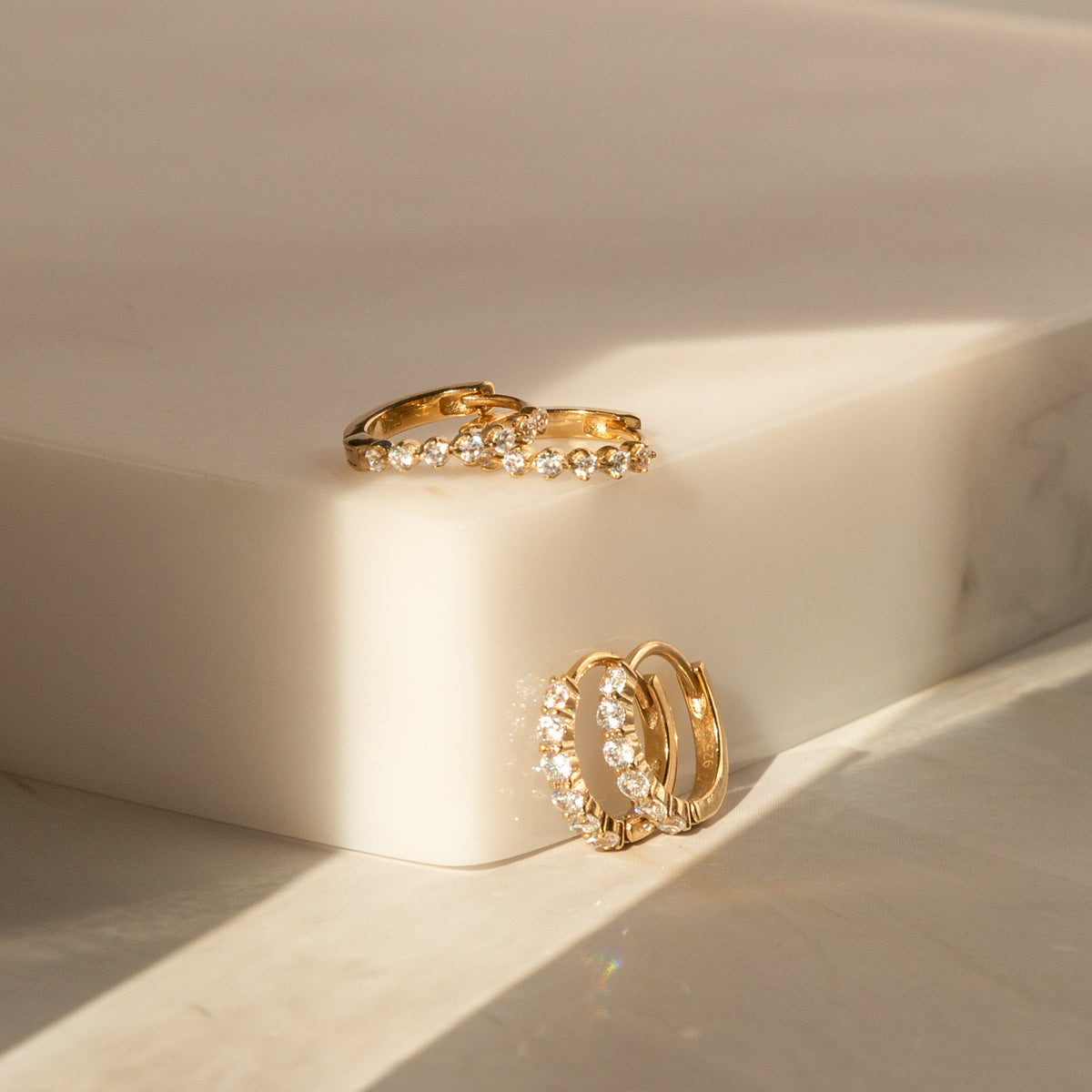 Dainty CZ Huggie Hoop Earrings