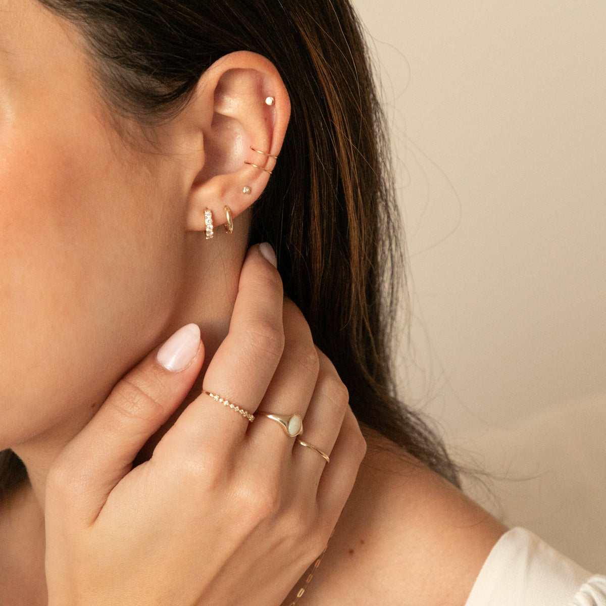 Chunky Diamond Huggie Hoop Earrings