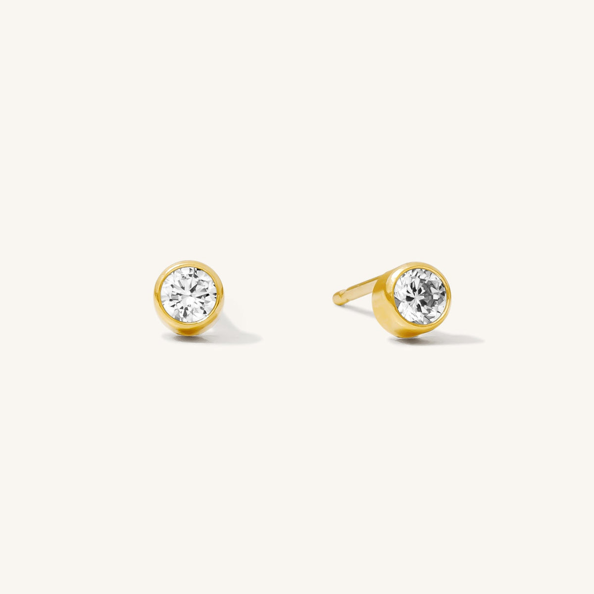 Dainty CZ Bezel Stud Earrings