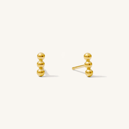 🎁 Tiny Bead Bar Stud Earrings + Mini Organizer