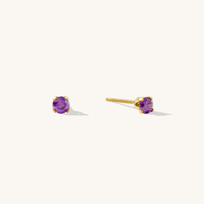Dainty CZ Birthstone Stud Earrings