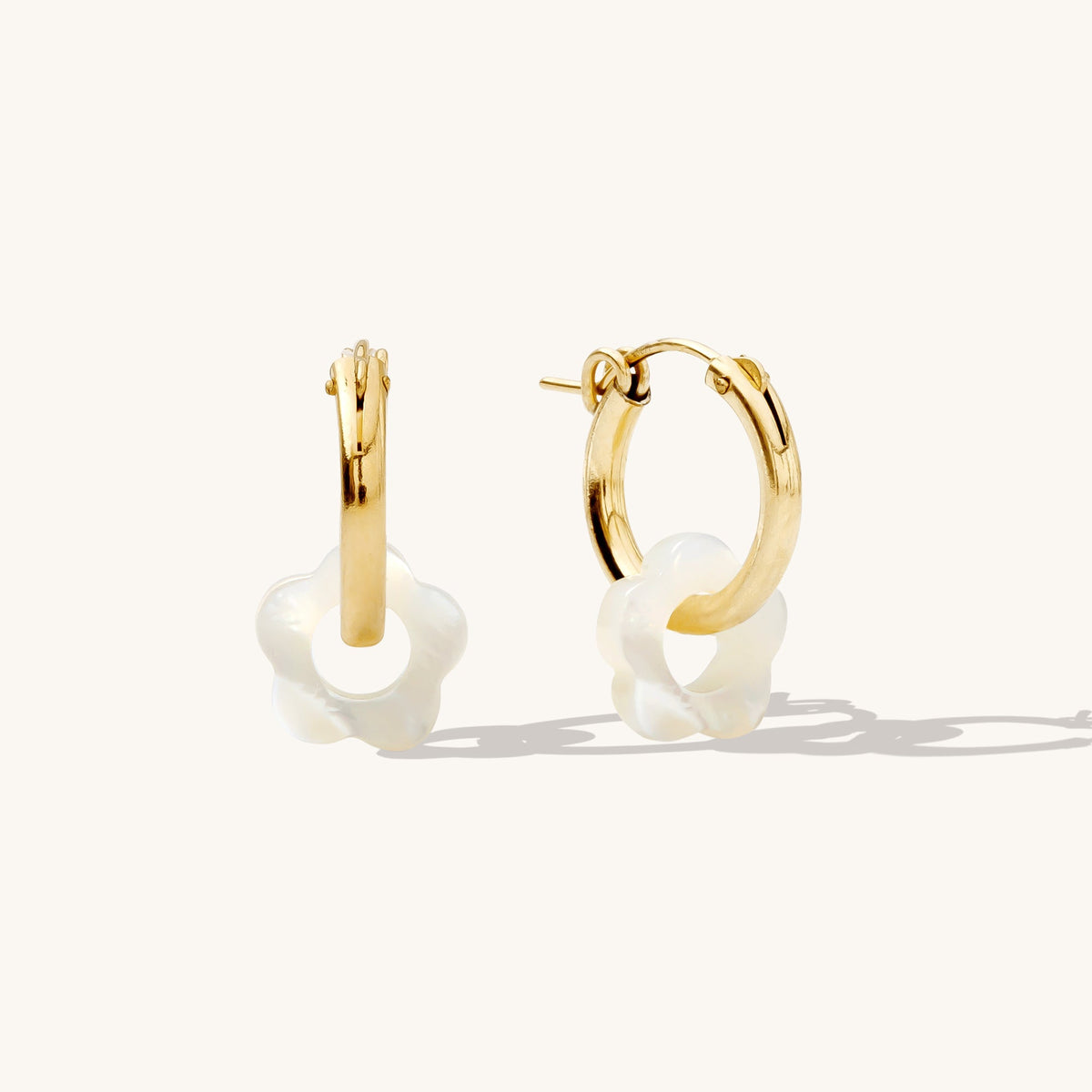 Flower Pearl Hoop Earrings