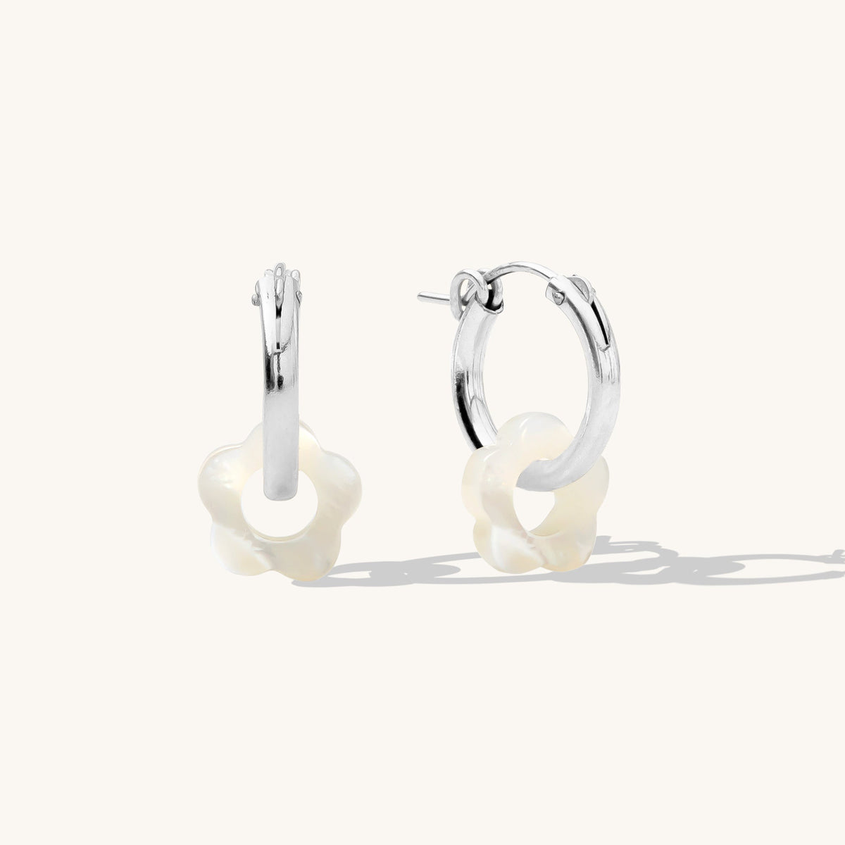 Flower Pearl Hoop Earrings