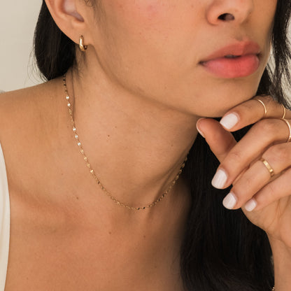 Thick Huggie Hoop Earrings - 14k Solid Gold