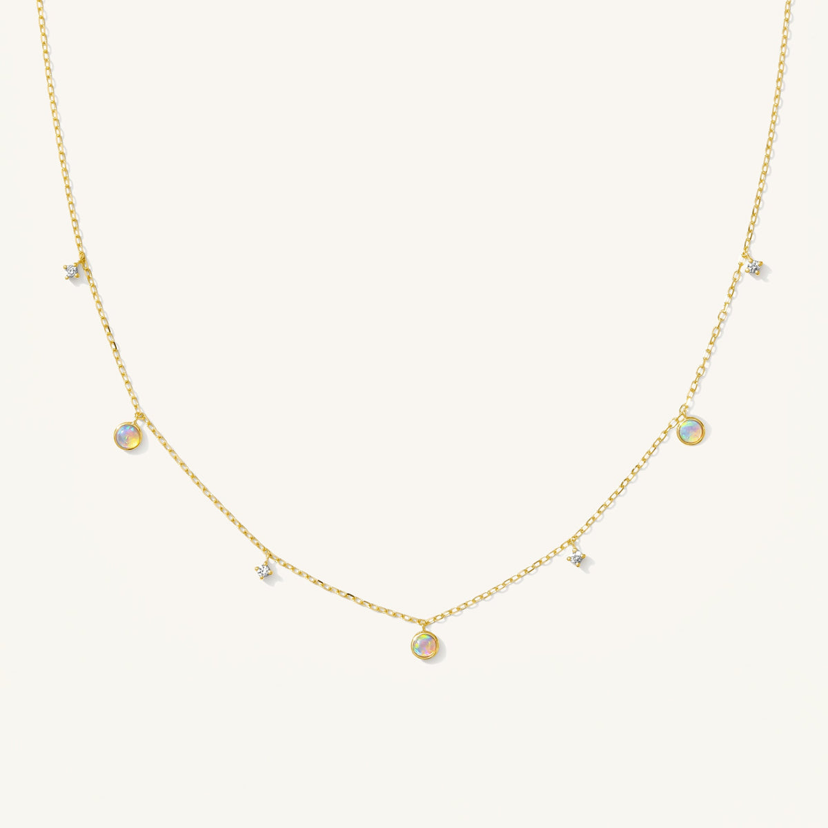 Opal + Diamond Station Necklace - Reversible